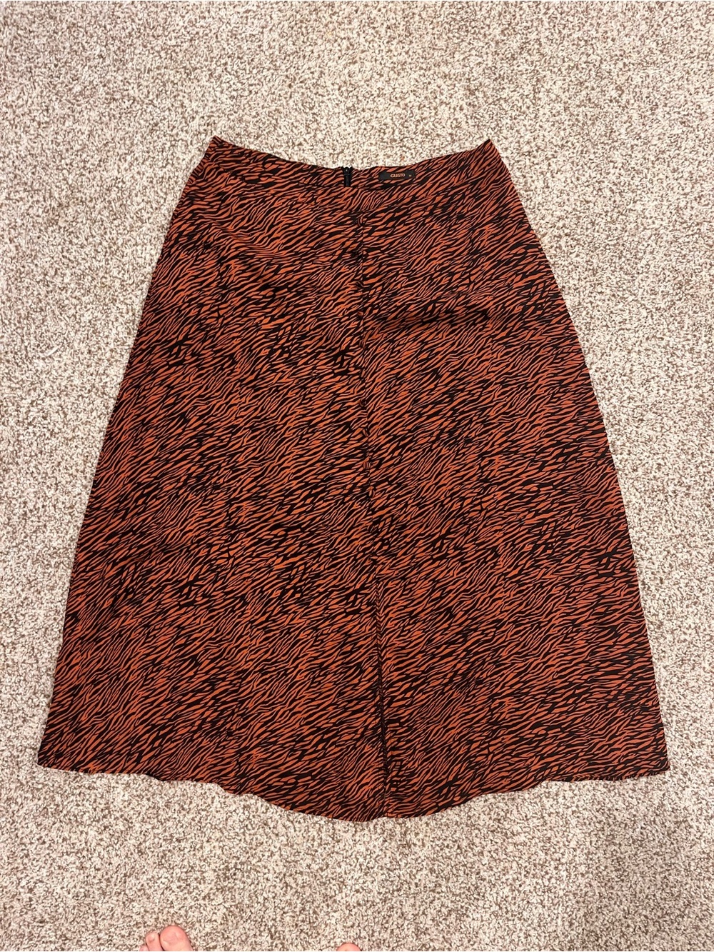 Midi A-Line Skirt in Rust Zebra Print